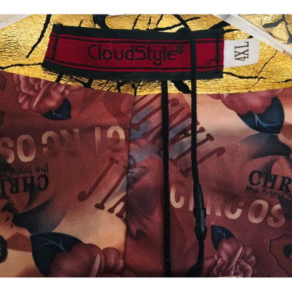 Gold Black Crackled 4XL Men's Blazer by Cloudstyle Printed Lining Rockabilly Cos - Picture 5 of 6